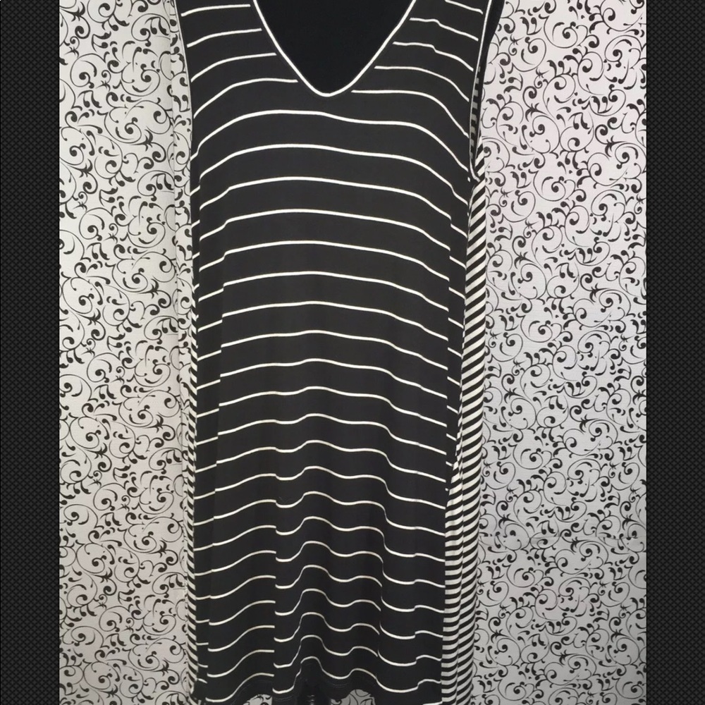 Max Studio Black/White Striped High/Low Dress - Picture 2 of 7